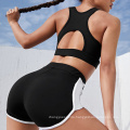 High Quality Shorts And Sport Bra Set Black Fitness Sport Wear Booty Shorts Summer Yoga Set For Running